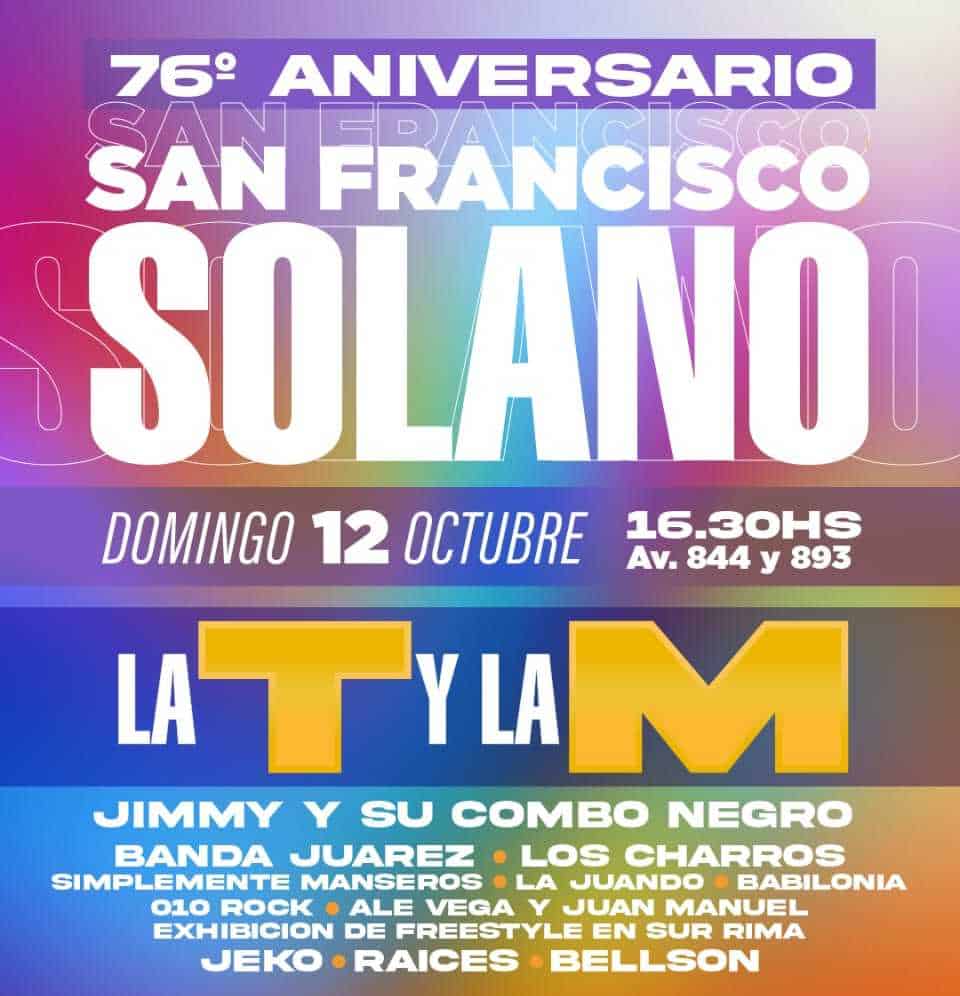 San Francisco Solano celebra su 76º aniversario con desfile, ferias y show musical 1 InfoBAN