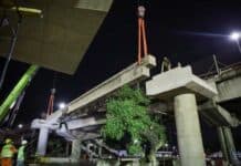 En un operativo nocturno, montaron la estructura del nuevo Puente Labruna en Núñez
