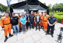 Kicillof y Alonso encabezaron el Encuentro del Sistema Provincial de Emergencias en Plaza Moreno