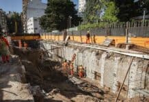 Avanzan los trabajos de excavación en la obra del paso bajo nivel de García Lorca, en Caballito