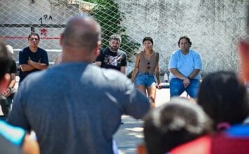 Mayra Mendoza, Tignanelli y Juan Debandi visitaron club de Tres de Febrero complicado para pagar la factura de luz InfoBAN