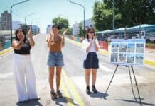 Mayra Mendoza y Eva Mieri supervisaron puesta en funcionamiento del puente 14 de Agosto