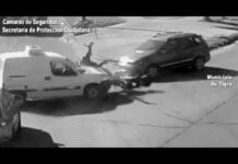 VIDEO: impactante choque en Tigre — un motociclista salió despedido tras ser embestido por un auto en El Talar